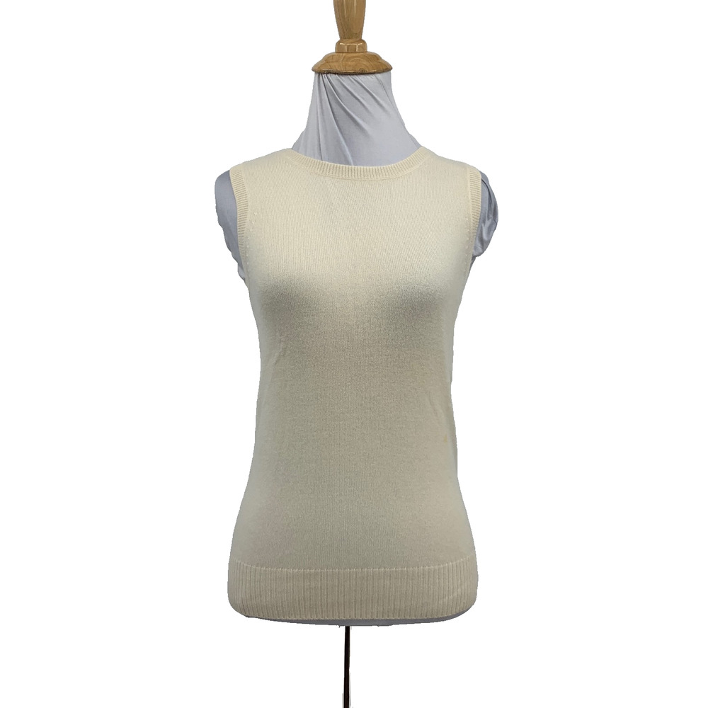 J Crew Sweater Womens XS Extra Small Snow Italian Cashmere Shell Sleeveless Crew